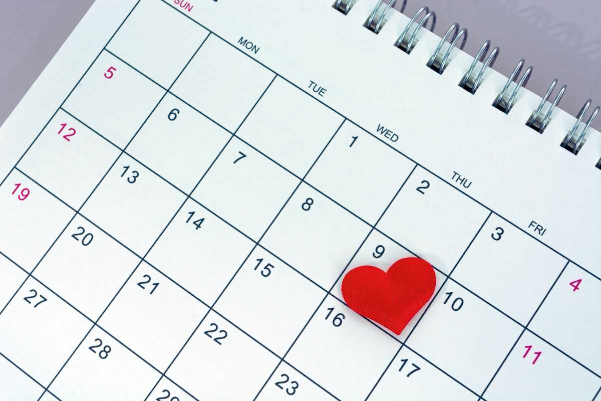 calendario con cuoricino sul 9