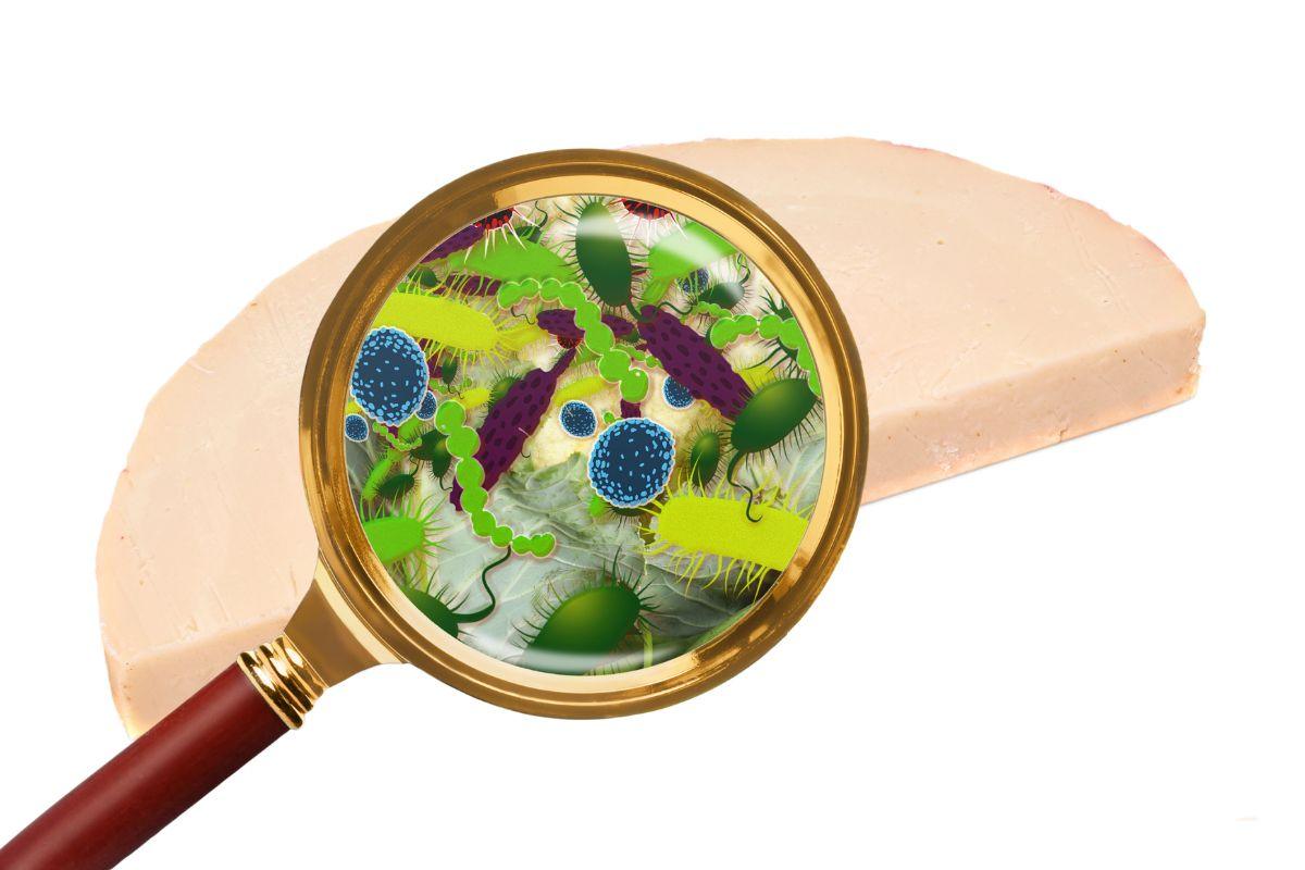 jene-stephaniuk-lkmGeyLItrw-unsplash-ls provolone con lente d'ingrandimento che evidenzia la listeria