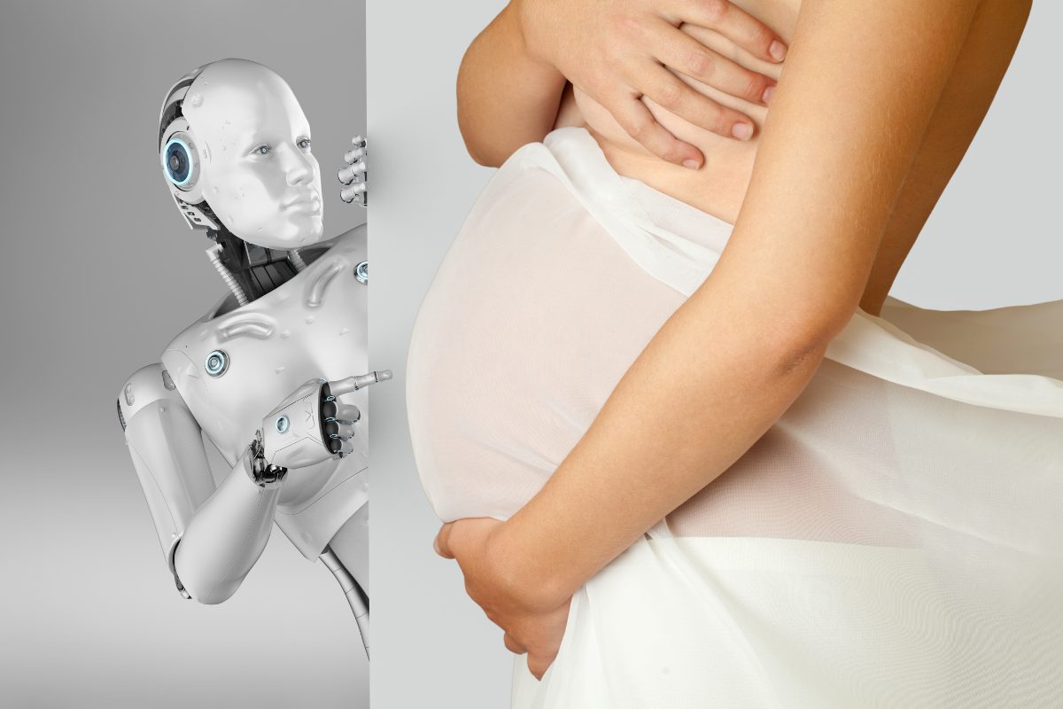 Robot indica una donna in gravidanza