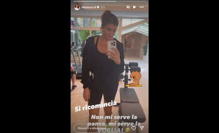 elisa isoardi in palestra si fa un selfie allo specchio