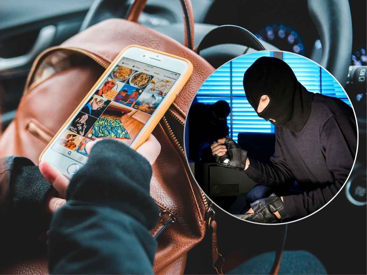 donna che posta sui socia e immagine di ladri