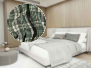 sfondo camera da letto, lenzuola di flanella in un cerchio