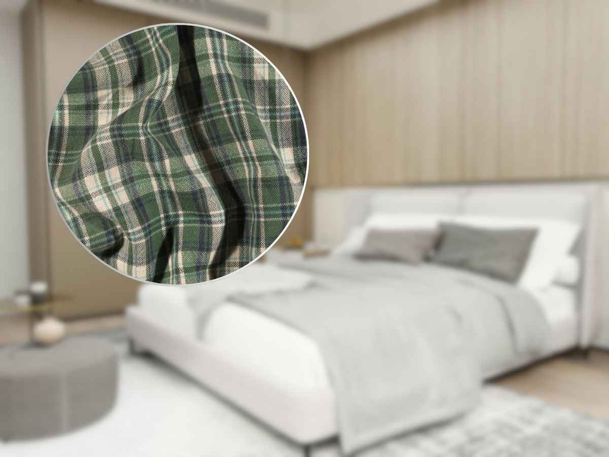 sfondo camera da letto, lenzuola di flanella in un cerchio