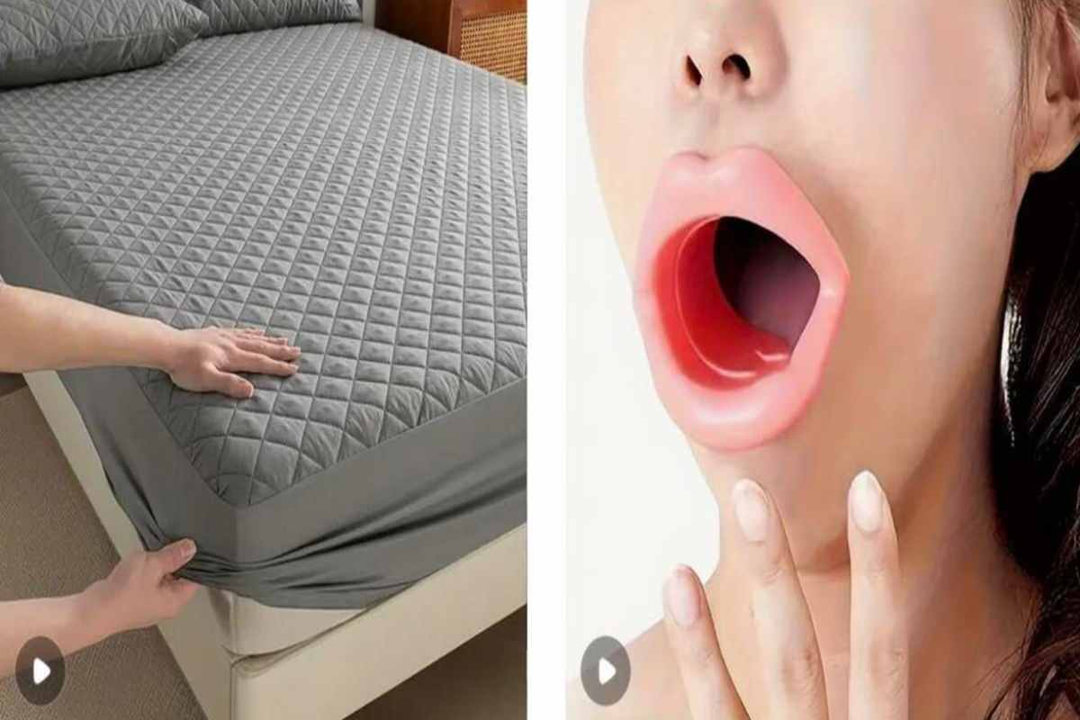 rifare il letto e donna con bocca aperto