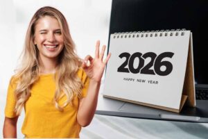 Donna fa ok con la mano, calendario 2026