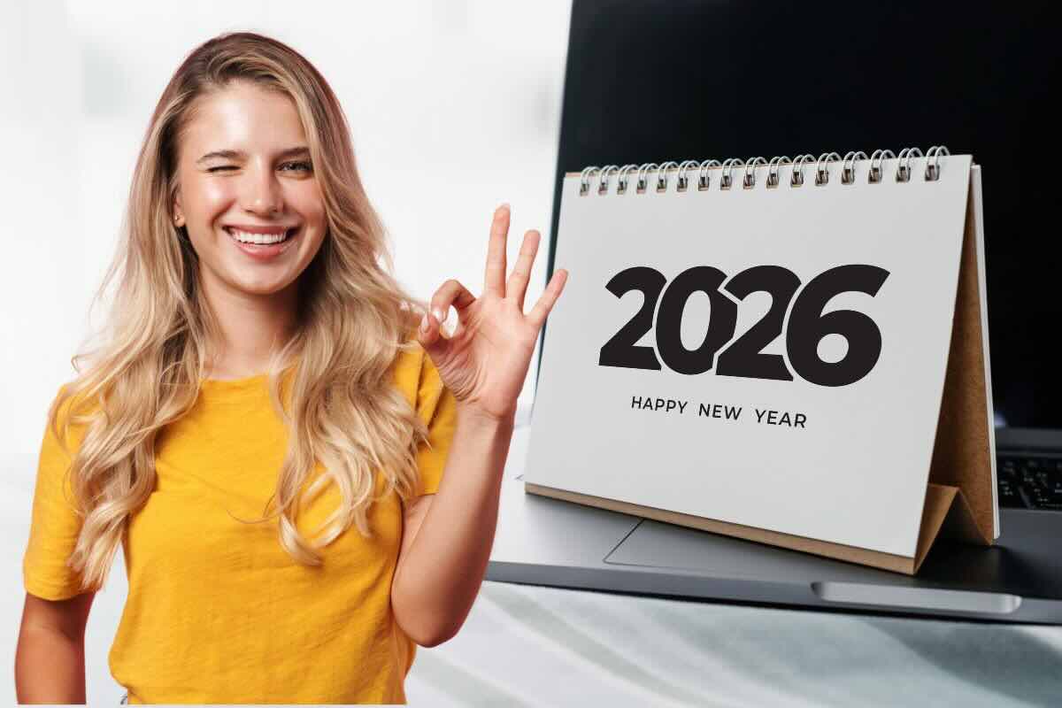 Donna fa ok con la mano, calendario 2026