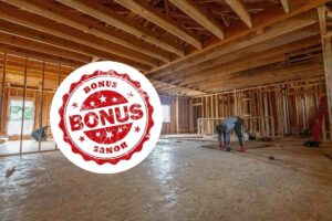 casa vuota in costruzione e logo bonus