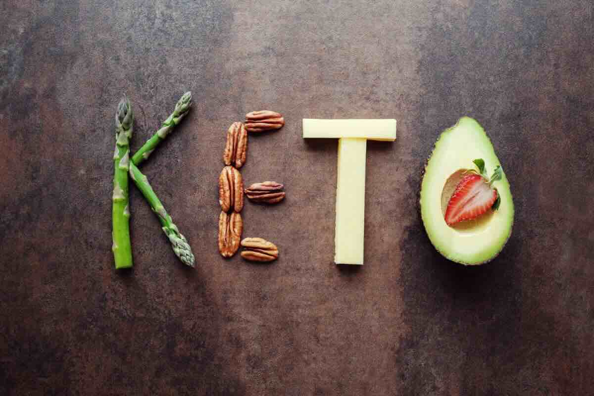Scritta Keto con alimenti