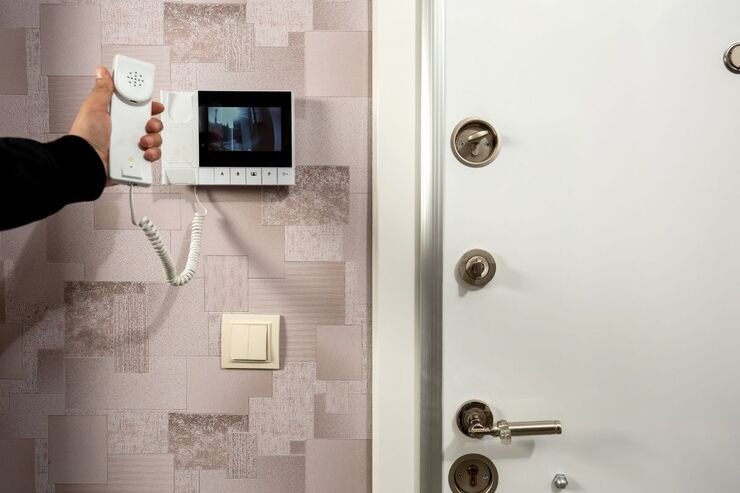 Interno casa, alzare cornetta citofono