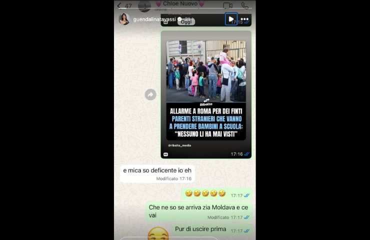storia su instagram di una chat