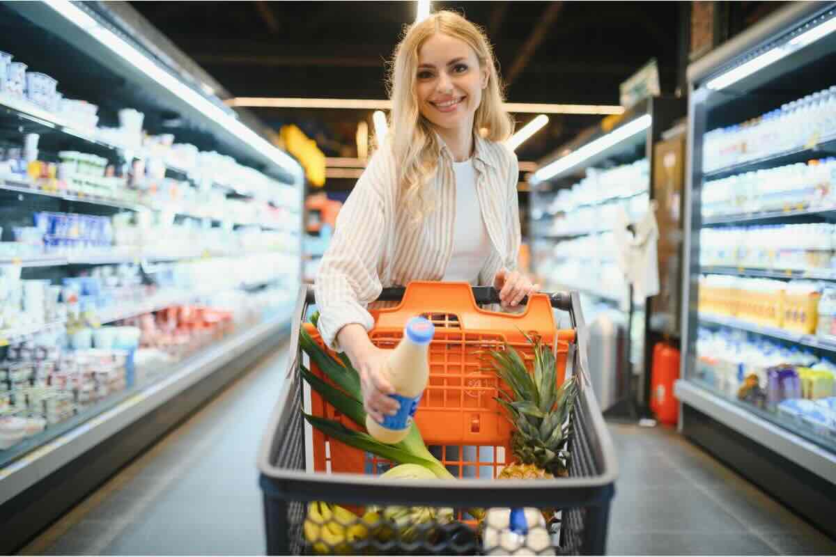Donna con carrello spesa