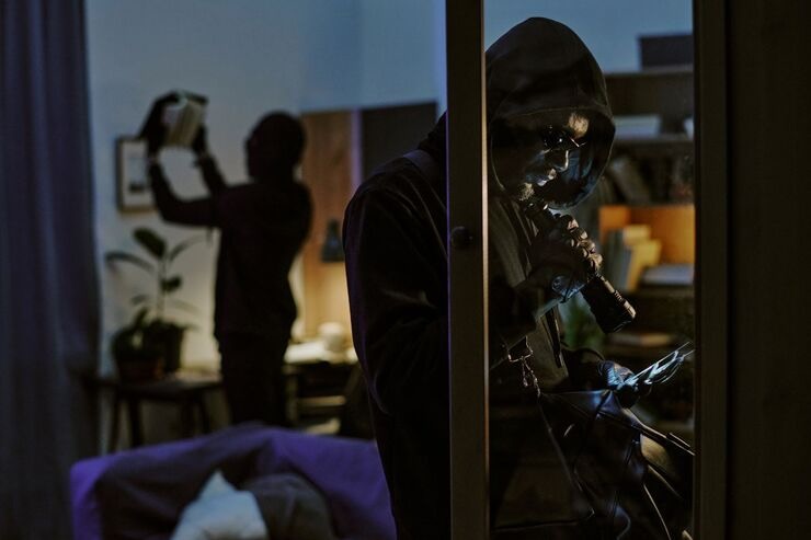 Ladri in casa ispezionano ciò che c'è